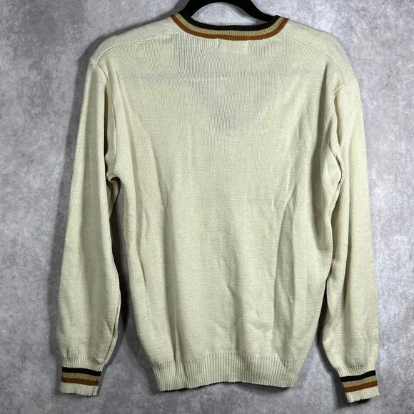 Vintage Lady LaMode Sweater Womens XL Tan Knit Golfer V-Neck Outdoor Preppy - Picture 5 of 9